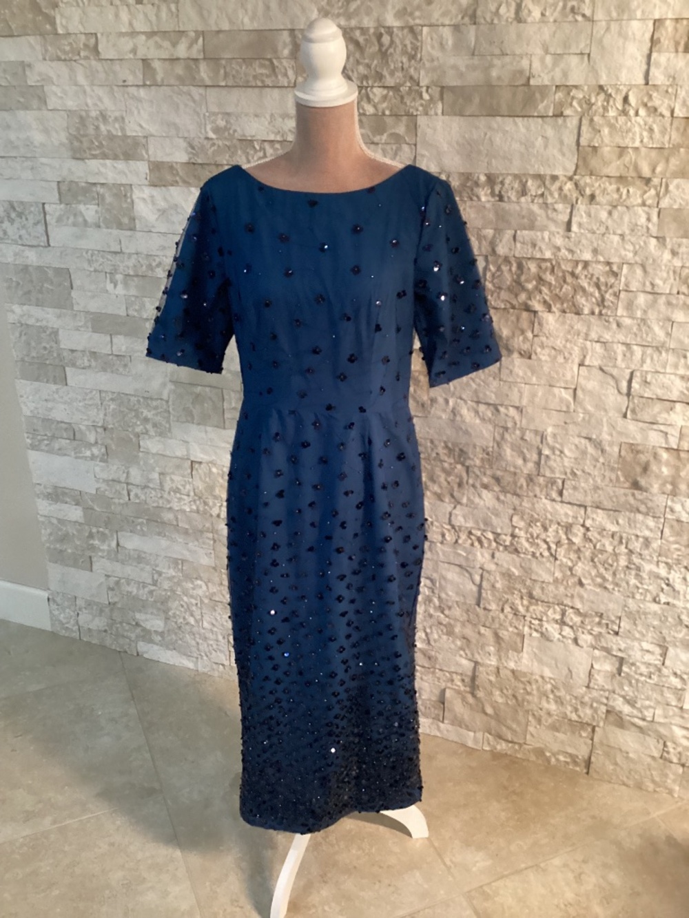JS Collections Whitney Jewel Neck Midi Dress